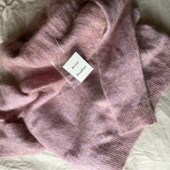 NWT XS Acne Studios Raze Mohair Purple Pink Cowl Turtleneck Sweater - Picture 3 of 16